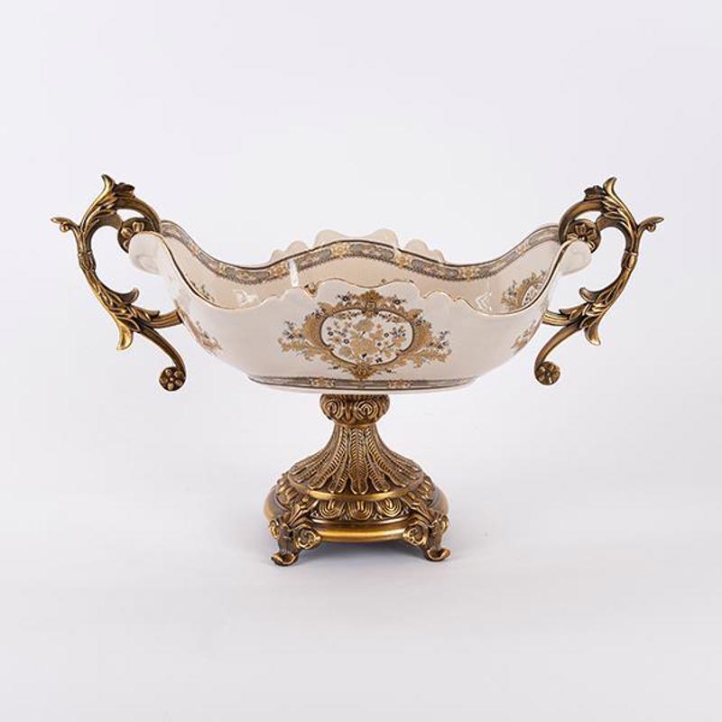 ESTHETI home - ΣΗΜΑΝΤΙΚΟ: Σε περίπτωση διαφοράς τιμής από το κατάστημα ισχύει παντα και μόνο η τιμή του καταστήματος ESTHETI home Φοντανιέρα Πορσελάνης Λευκή με Χρυσά Λουλο